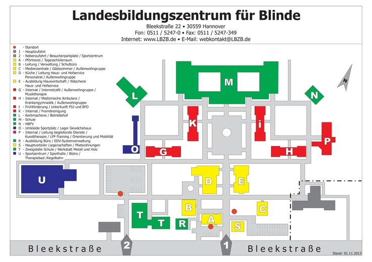 Lageplan vom LBZB mit Wegen und Häusern