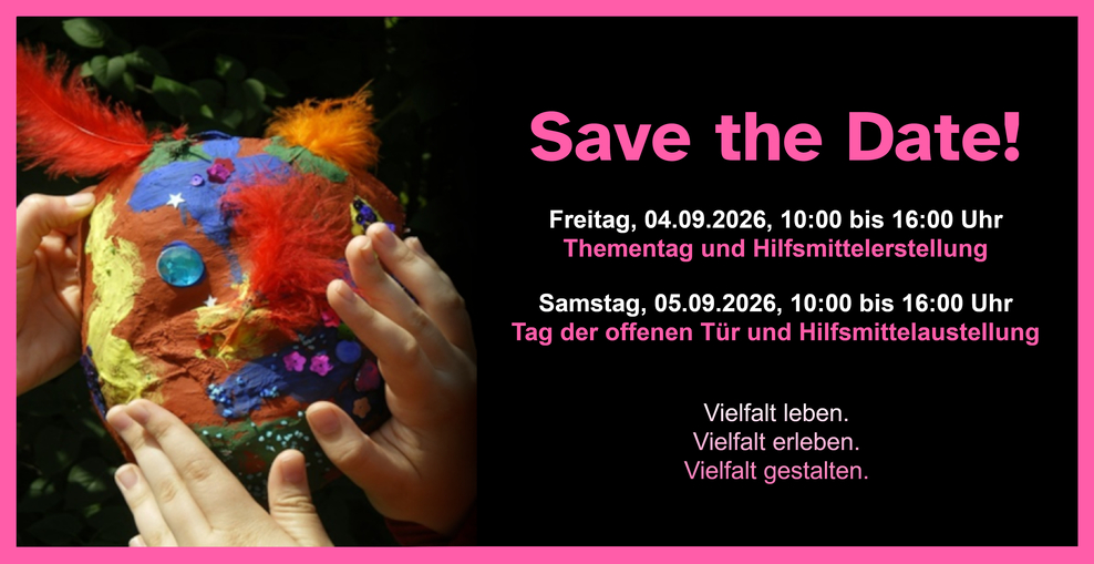 Slider Save the Date! Hilfsmittelausstellung am 4. und 5. September 2026.